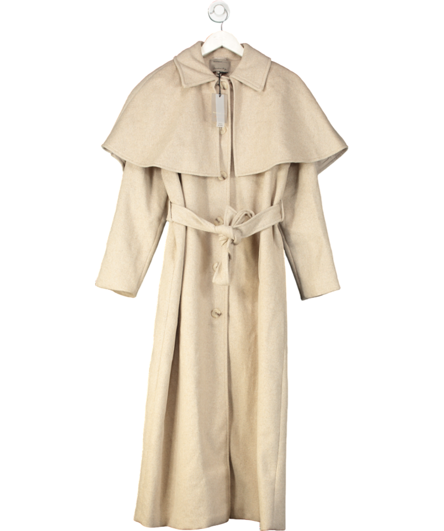 River Island Beige Wool Blend Oversized Cape Coat UK S