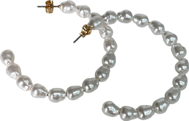 Metallic Pearl Hoop Earrings