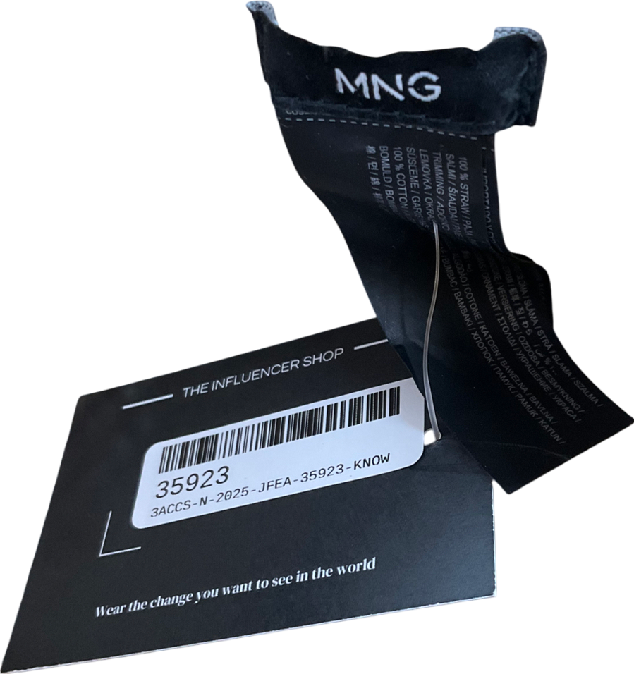 MANGO Nude Wicker Sun Hat With Cream Band One Size