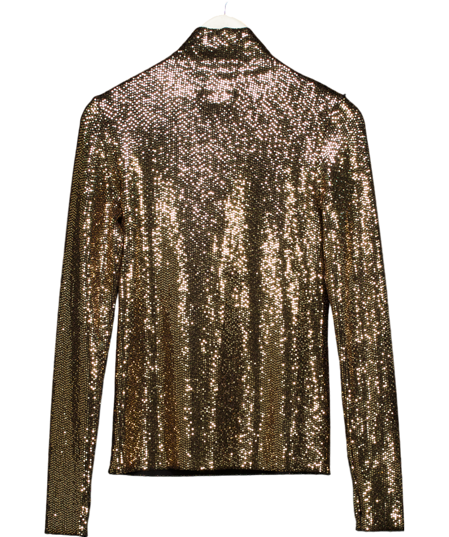 Maje Metallic Ligold Sequin Stretch Woven Top UK 8