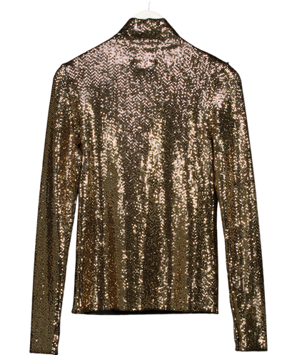 Maje Metallic Ligold Sequin Stretch Woven Top UK 8