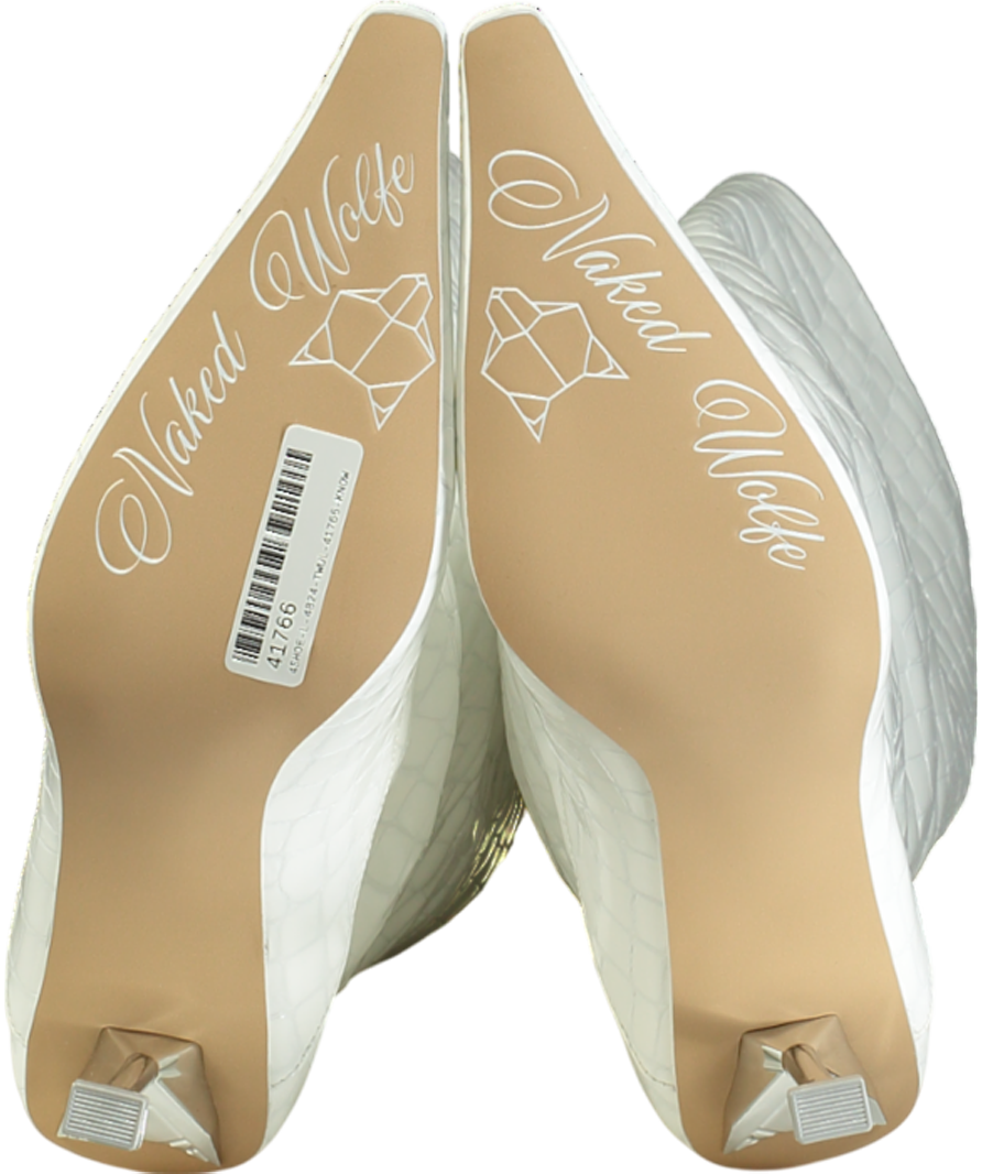 Naked Wolfe White Texas Croc Patent Leather Boots UK 7 EU 40 👠