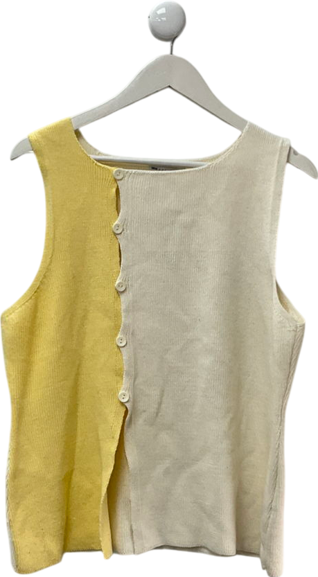 ASOS White Knitted Asymmetric Waistcoat In Buttermilk UK L