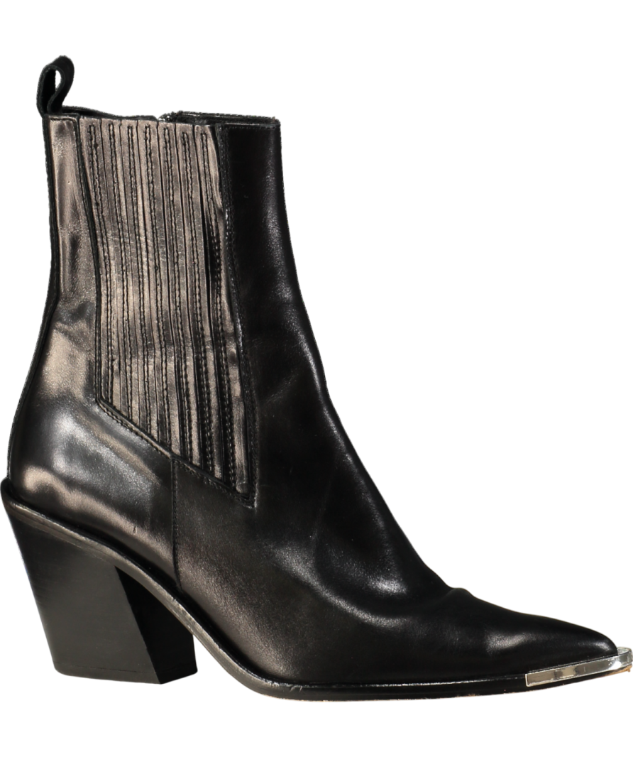 Warehouse Black Premium Real Leather Toe Cap Western Boot UK 8 EU 41 👠