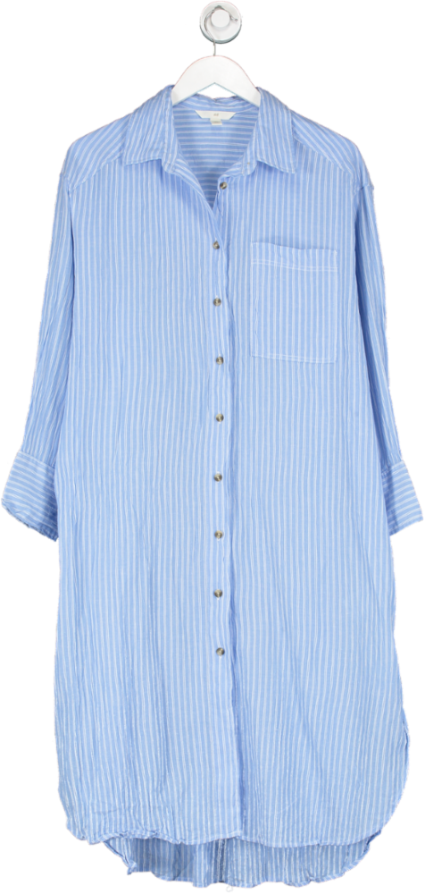 H&M Blue Linen-blend Shirt Dress UK S