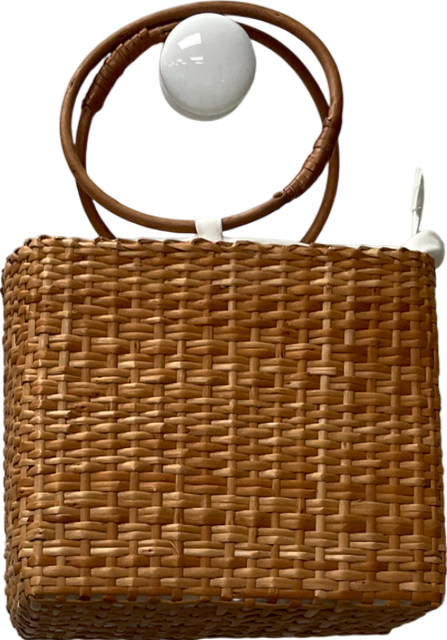 Beige Straw Hand Bag One Size