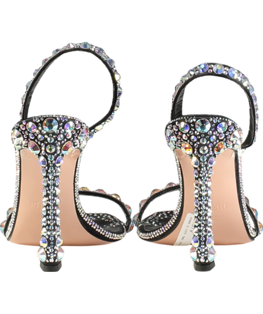 PIFERI Black Ginevra 100 Crystal Sandals UK 9 EU 42 👠