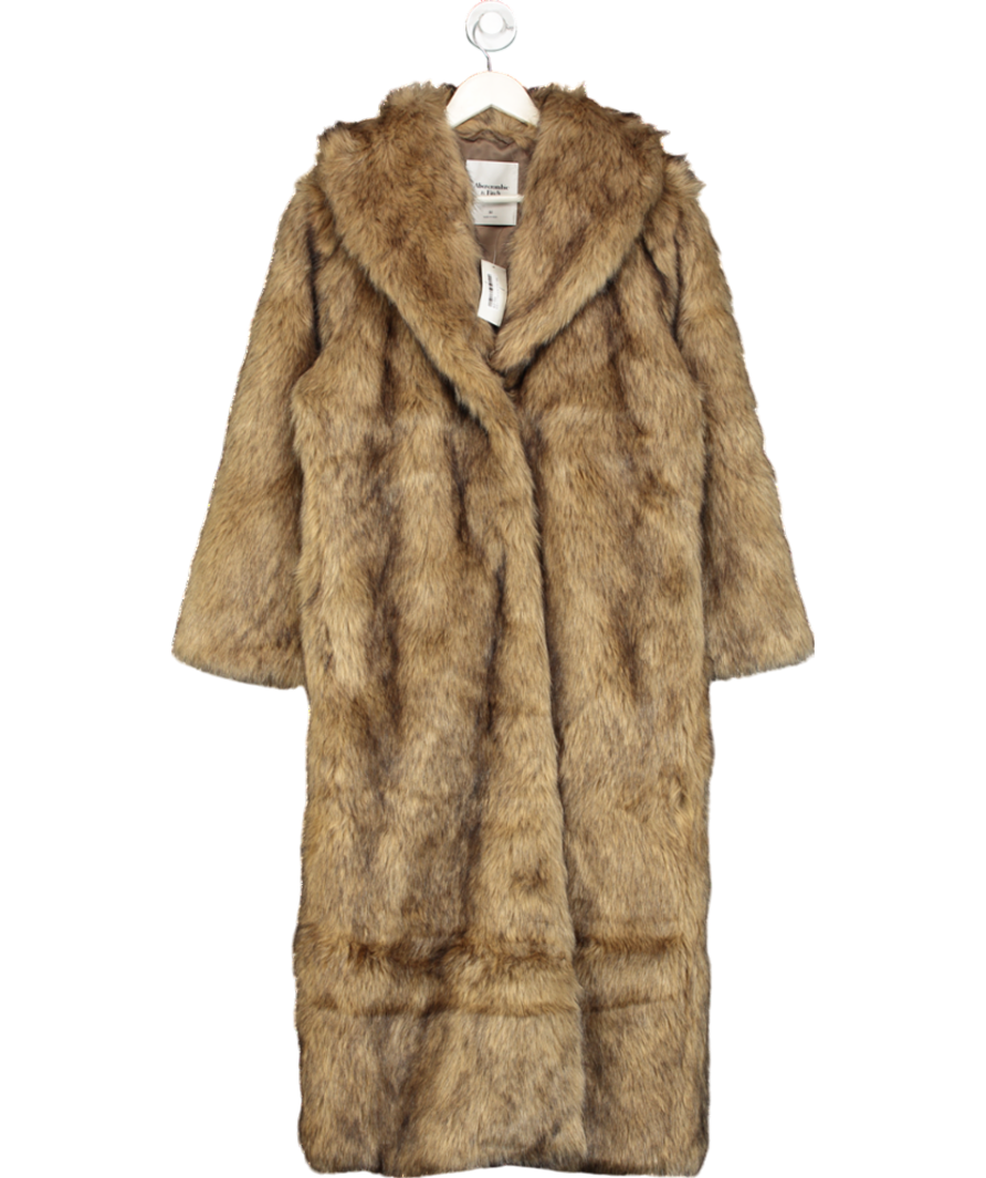 Abercrombie & Fitch Brown Full-length Faux Fur Coat UK M