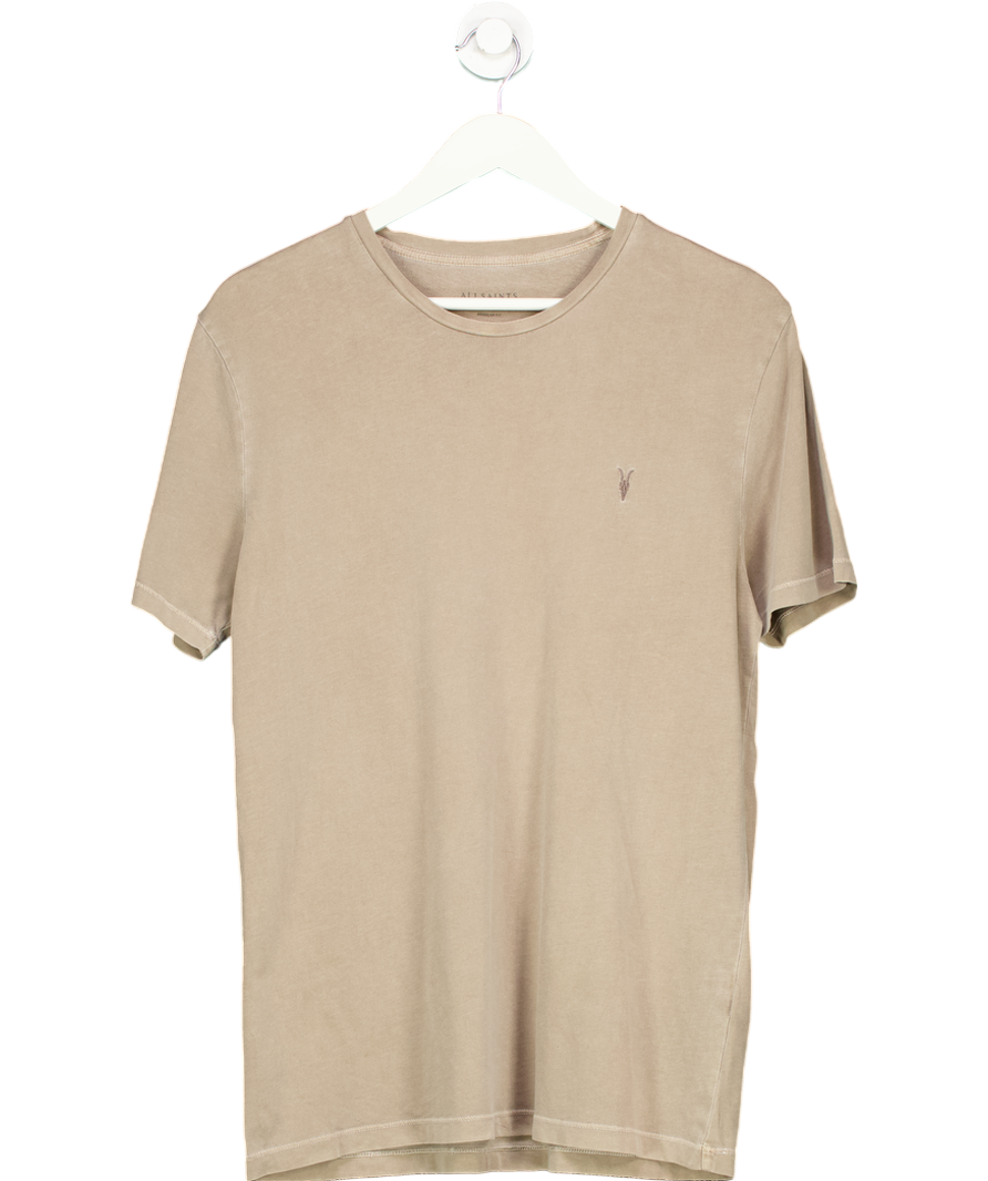 AllSaints Beige Ossage Crew Neck Ramskull T-shirt UK L