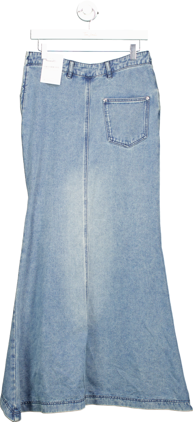 House of Sunny Sky Blue The Cascade Denim Skirt UK 10