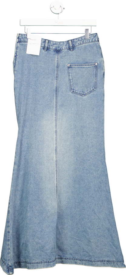 House of Sunny Sky Blue The Cascade Denim Skirt UK 10