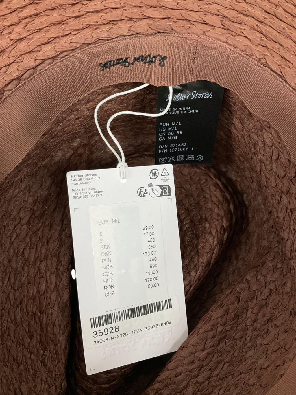 & Other Stories Brown Sun Hat UK M/L