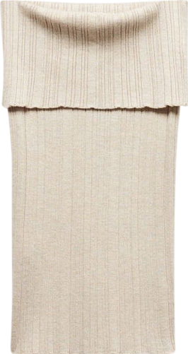 MANGO Beige Strapless Knit Top UK M