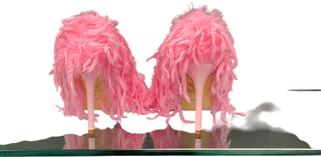 SIMMI Pink Faux Feathered Court Shoes UK 6 EU 39 👠