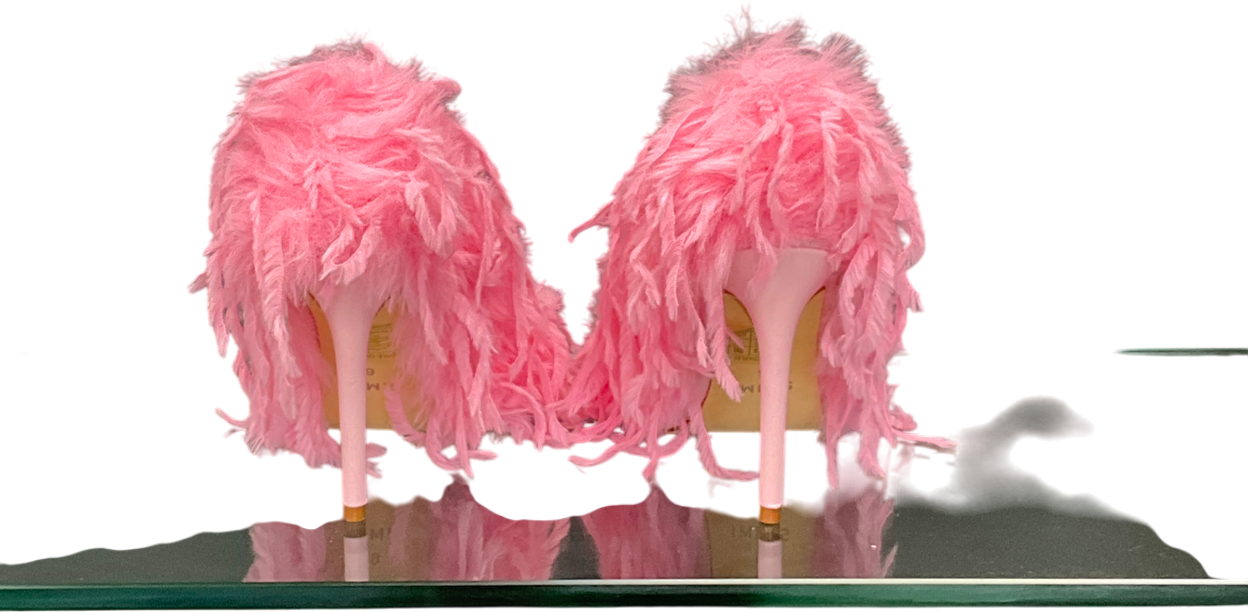 SIMMI Pink Faux Feathered Court Shoes UK 6 EU 39 👠