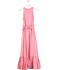 Leo Lin Pink Belted Linen Maxi Dress UK 6
