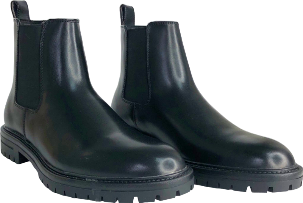 Dune London Black Colson Leather Chelsea Boots UK 8