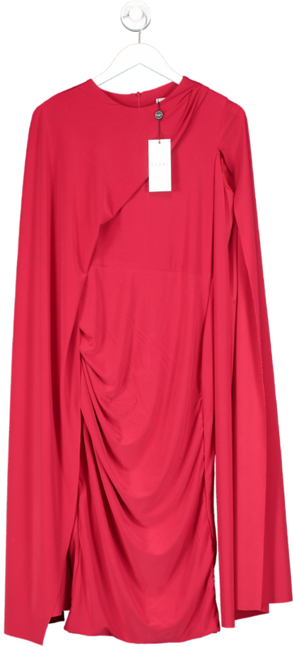 Club L Red Marysol Asymmetric Cape Midi Dress UK 12