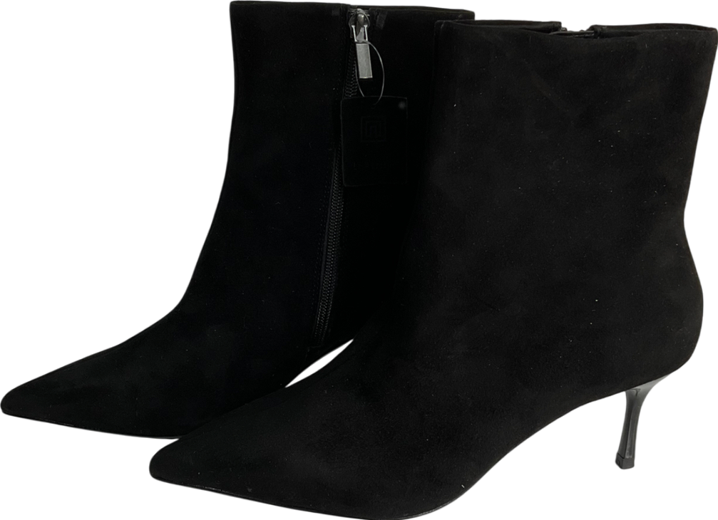 Next Black Suede Forever Comfort Pointed Toe Skinny Heeled Ankle Boots UK 5 EU 38 👠