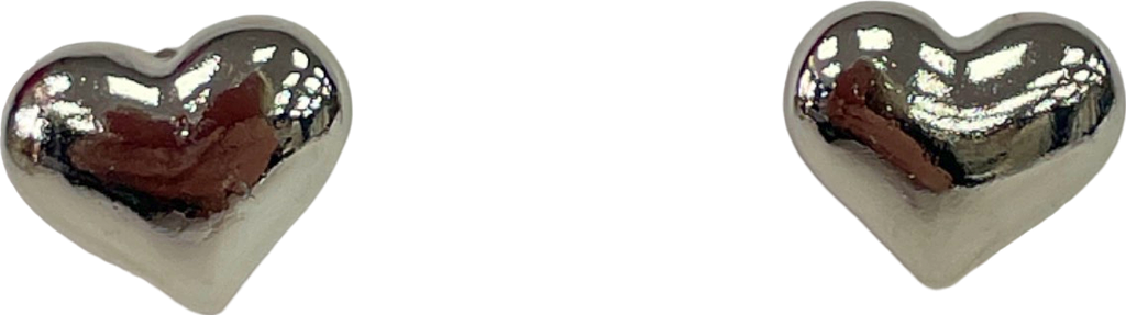 Silver Puffy Heart Stud Earrings