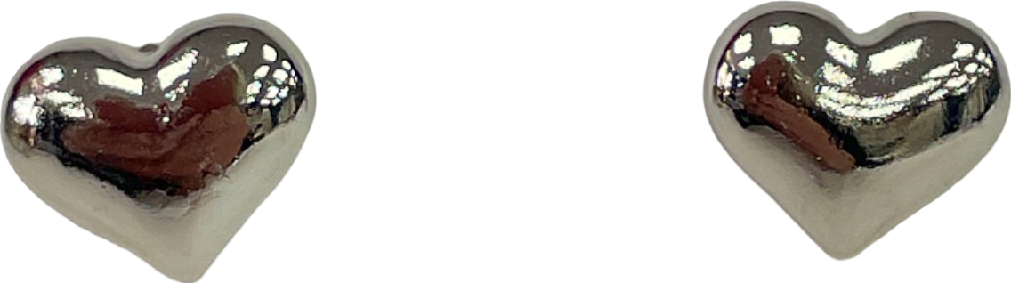 Silver Puffy Heart Stud Earrings