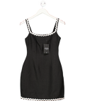 4th & Reckless Black Astrid Square-neck Woven Mini Dress With Scallop Trim UK 6
