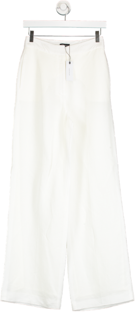 Karen Millen White Fluid Tailored Mid Rise Wide Leg Trouser UK 6