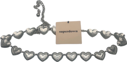 Superdown Silver Heart Chain Belt