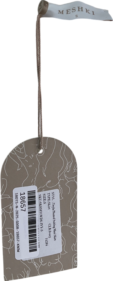 Meshki White Twyla Pleated Suiting Maxi Skirt UK S