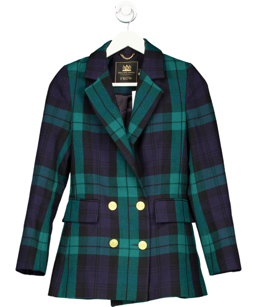Holland Cooper Green Tartan Double Breasted Blazer UK 6