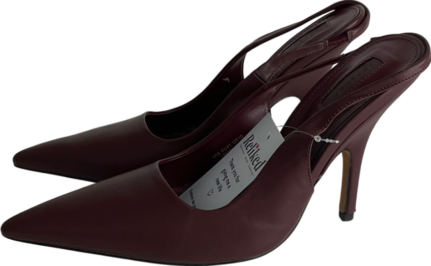 Topshop Purple Emma Heeled Sling Back Court Shoe In Burgundy UK 8 EU 41 👠