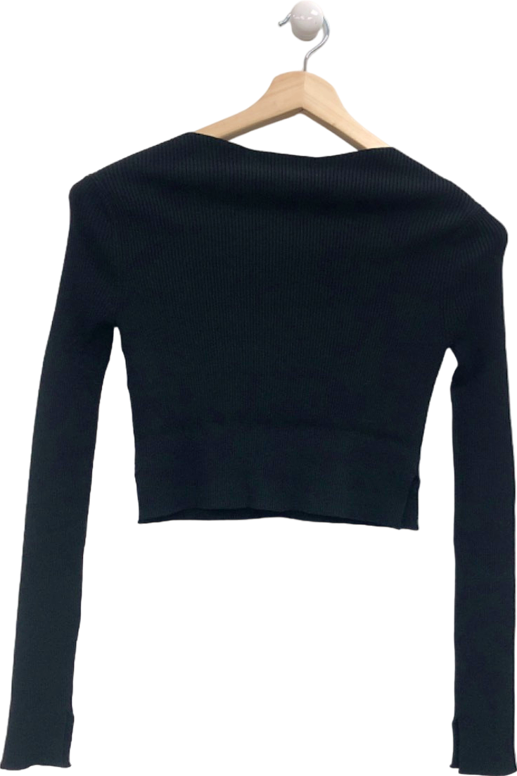 AllSaints Black Ribbed Long Sleeve Top Small