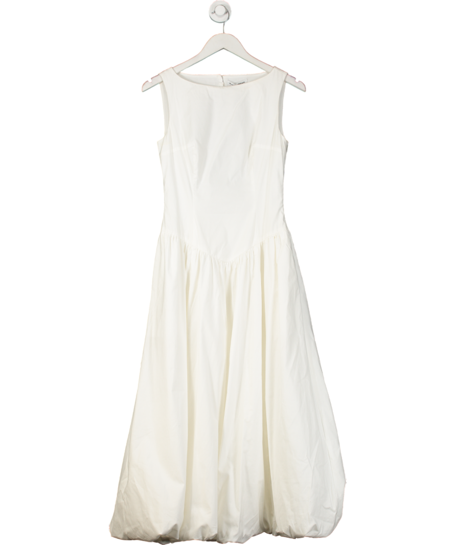 Reformation White Bubble Hem Midi Dress UK S