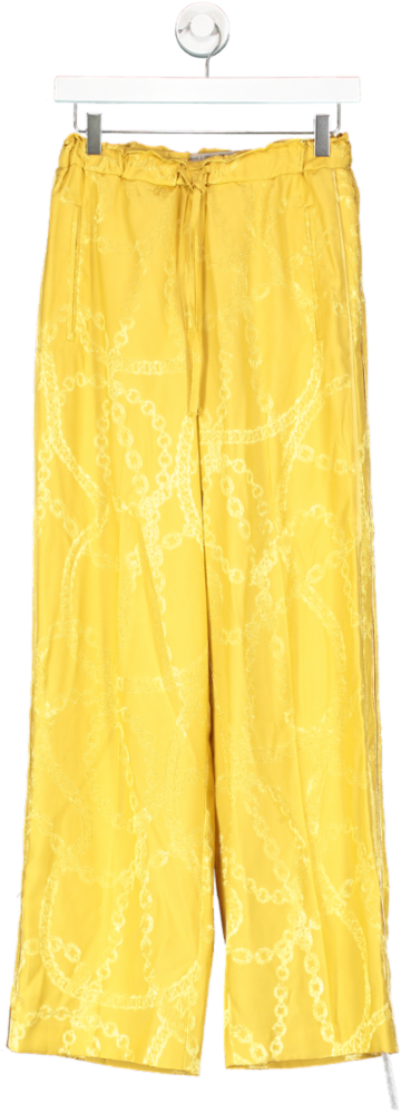 River Island Yellow Satin Side Stripe Trousers UK 6