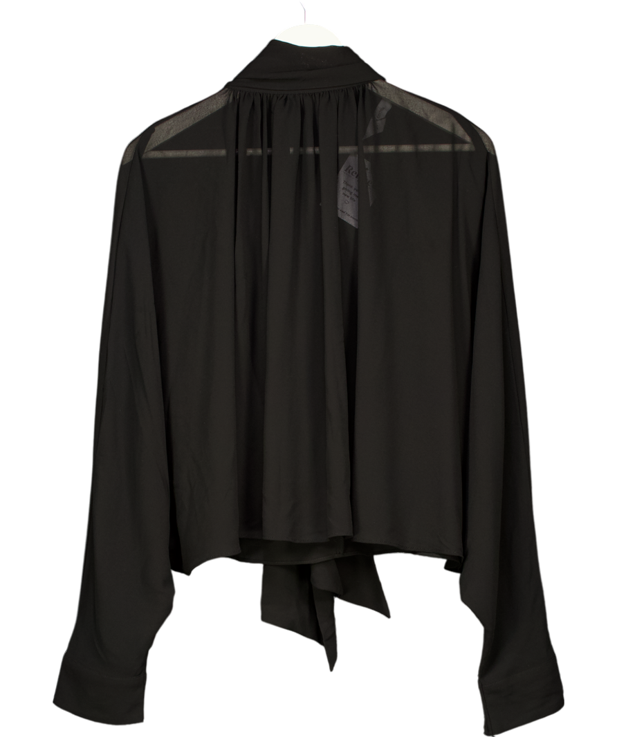 H&M Edition Black Chiffon Tie-neck Blouse UK 8