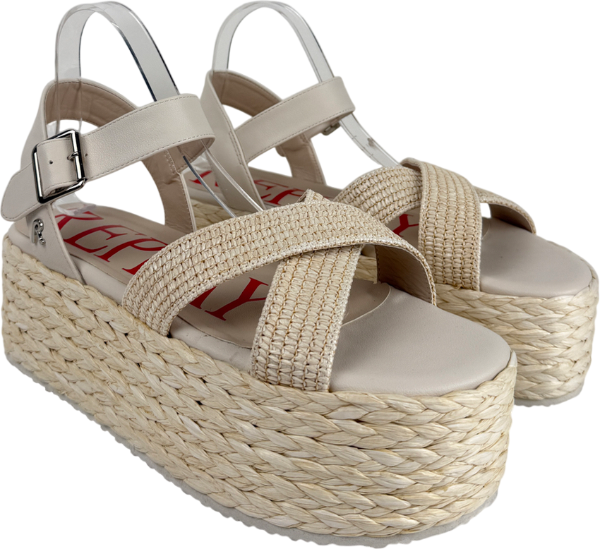 REPLAY Cream Diane Rope - Platform Sandals - Ivory UK 8 EU 41 👠