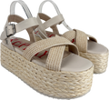 REPLAY Cream Diane Rope - Platform Sandals - Ivory UK 8 EU 41 👠