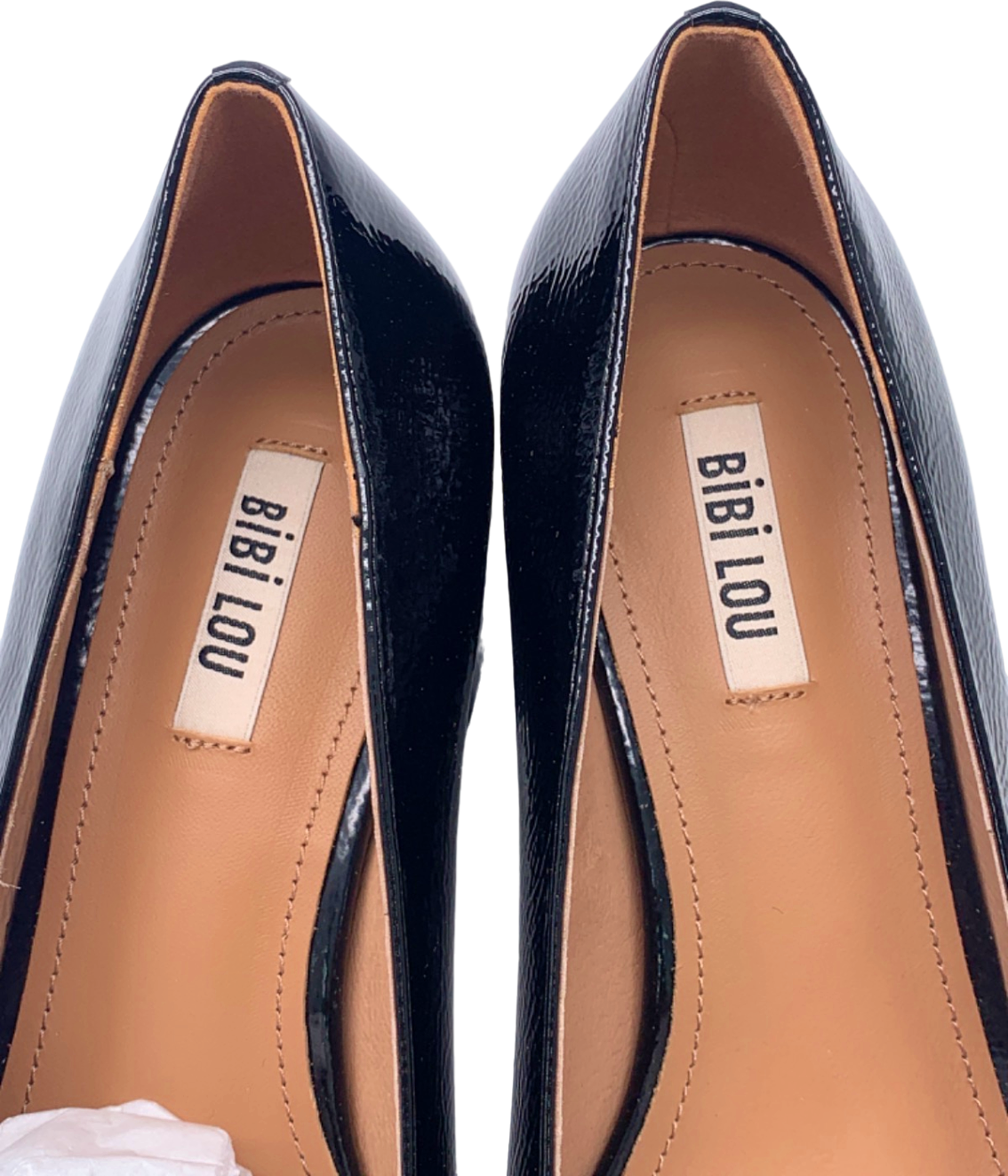 Bibi Lou Black Patent Leather Block Heel Loafers UK 7