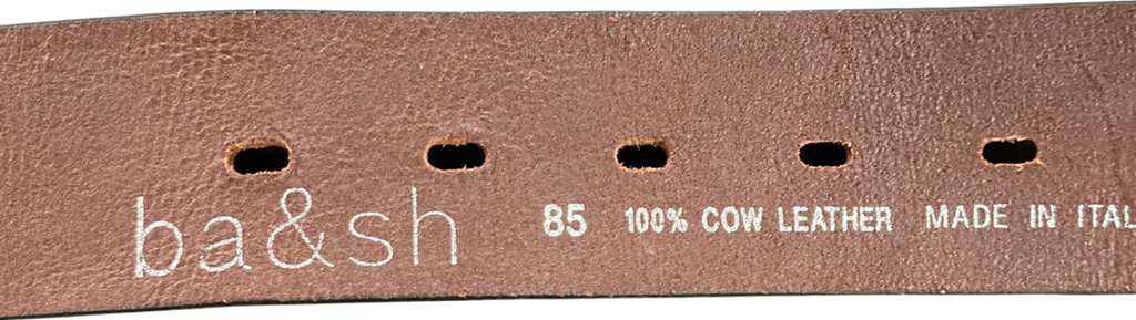 Ba&sh Brown Stud Detail Leather Belt UK S/M