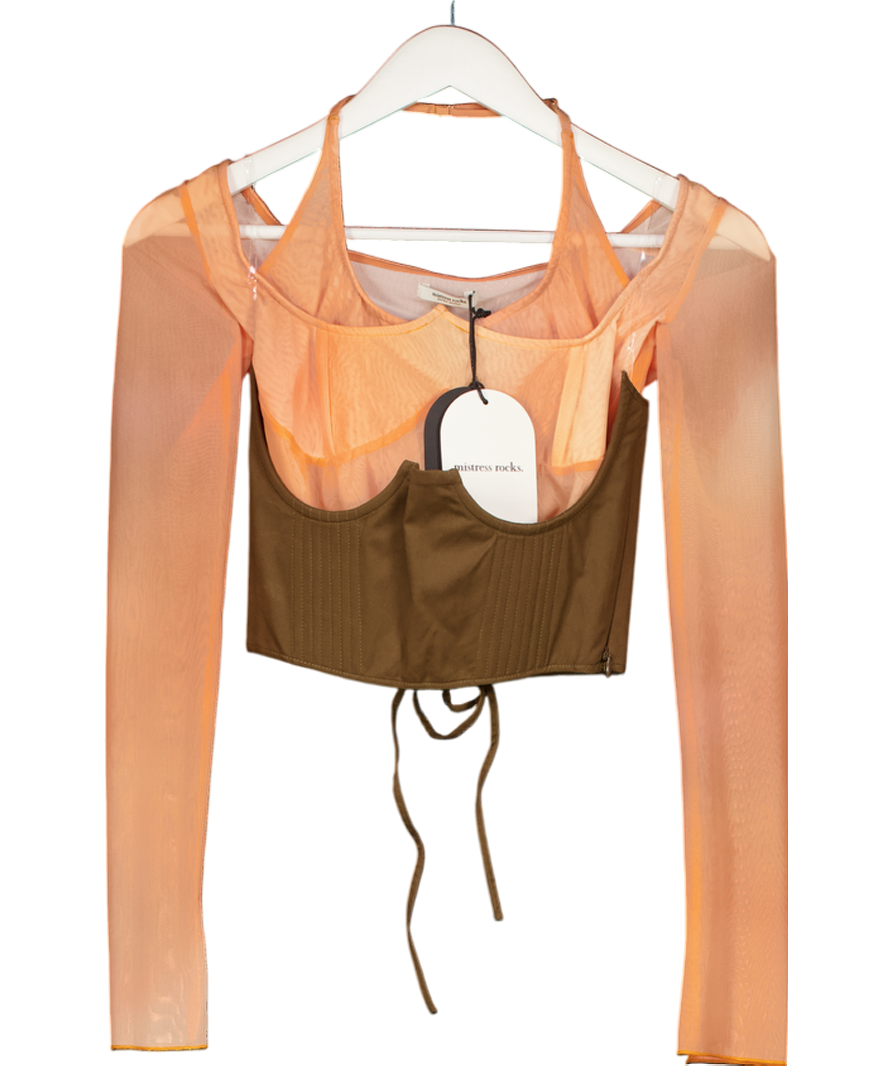 Mistress Rocks Orange Ombre Top With Lace Up Corset UK XS