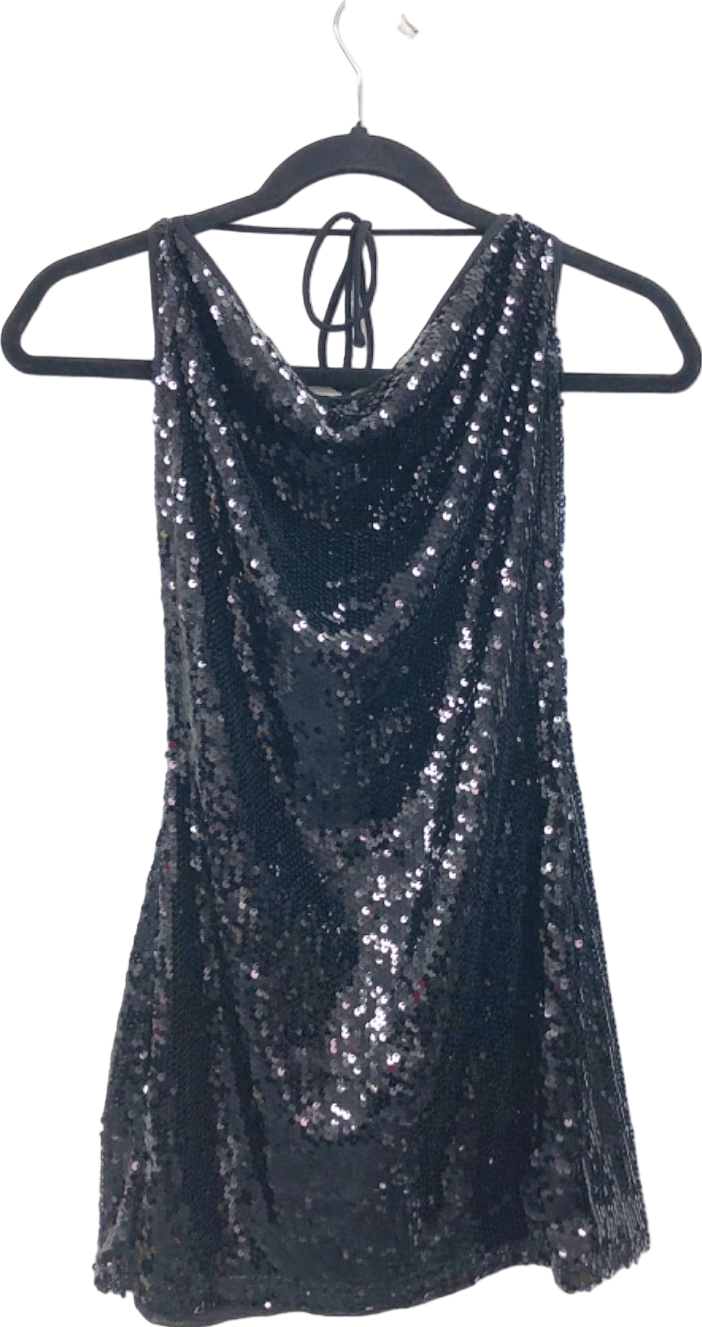 4th Reckless Black Sequin Mini Dress UK 6