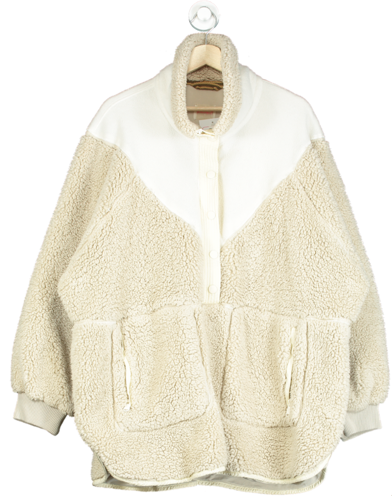 Free People White/Cream Sherpa Fleece Jacket UK L