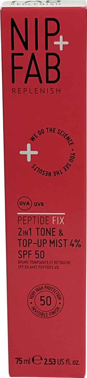 Nip+Fab Peptide Fix 2-in-1 Tone & Top Up Spf50 Mist 4% 75ml