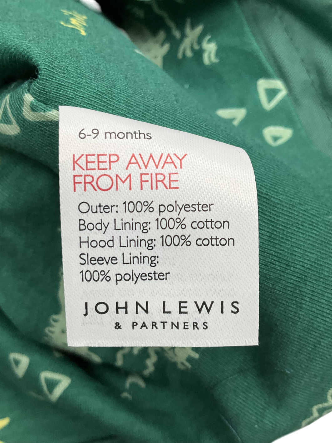 John Lewis Green Baby Crocodile Windbreaker 6-9 Months