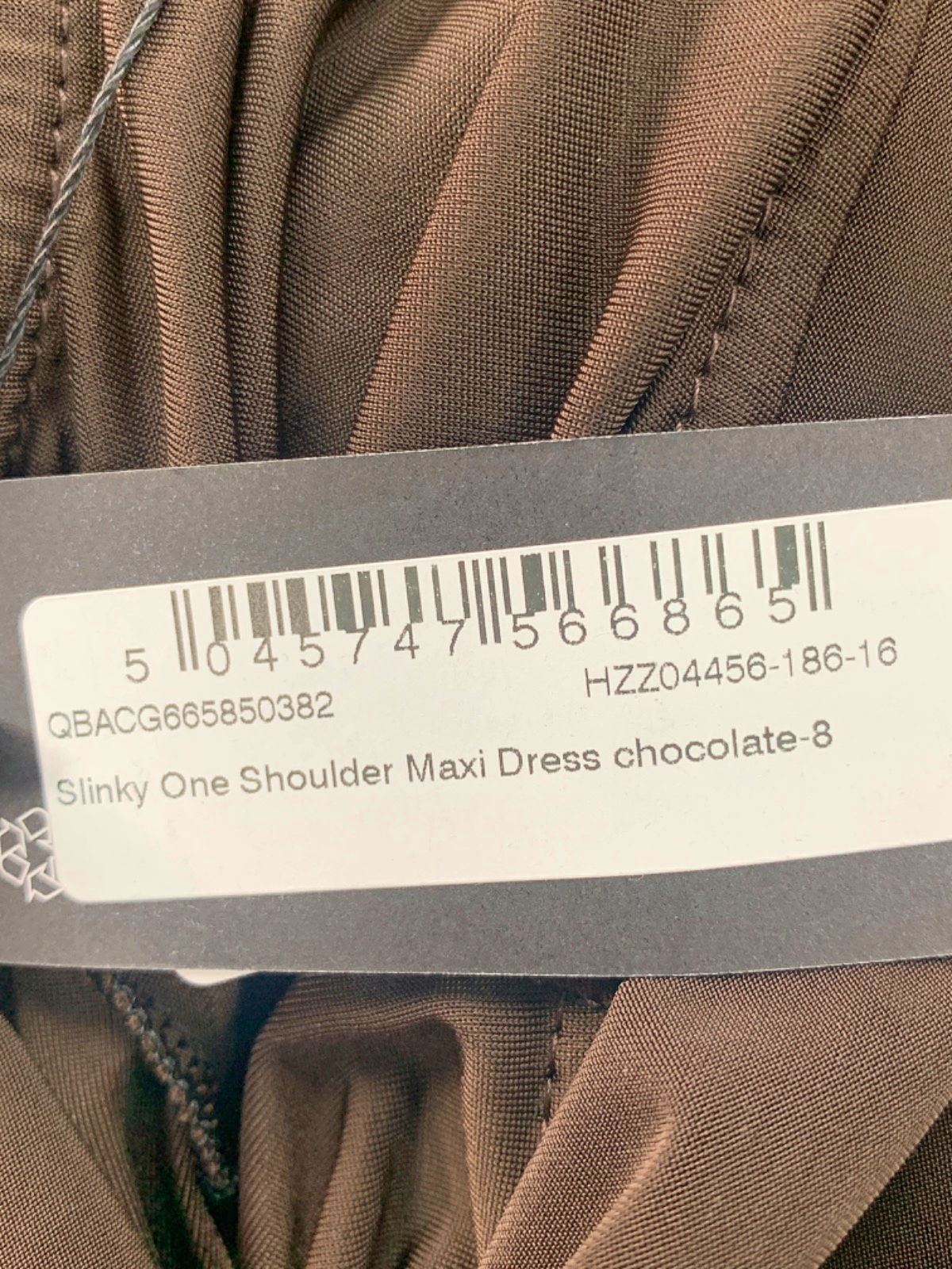 Boohoo Chocolate Slinky One Shoulder Maxi Dress UK 8