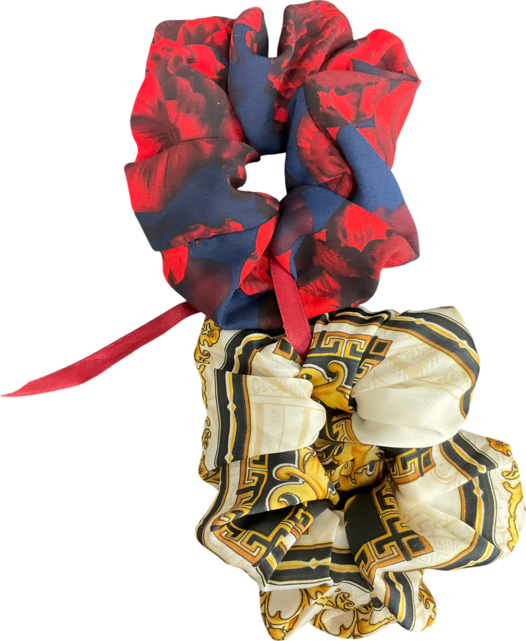 Emily london Multicoloured Large Silk Scrunchie - Baroque + Antique Floral One Size