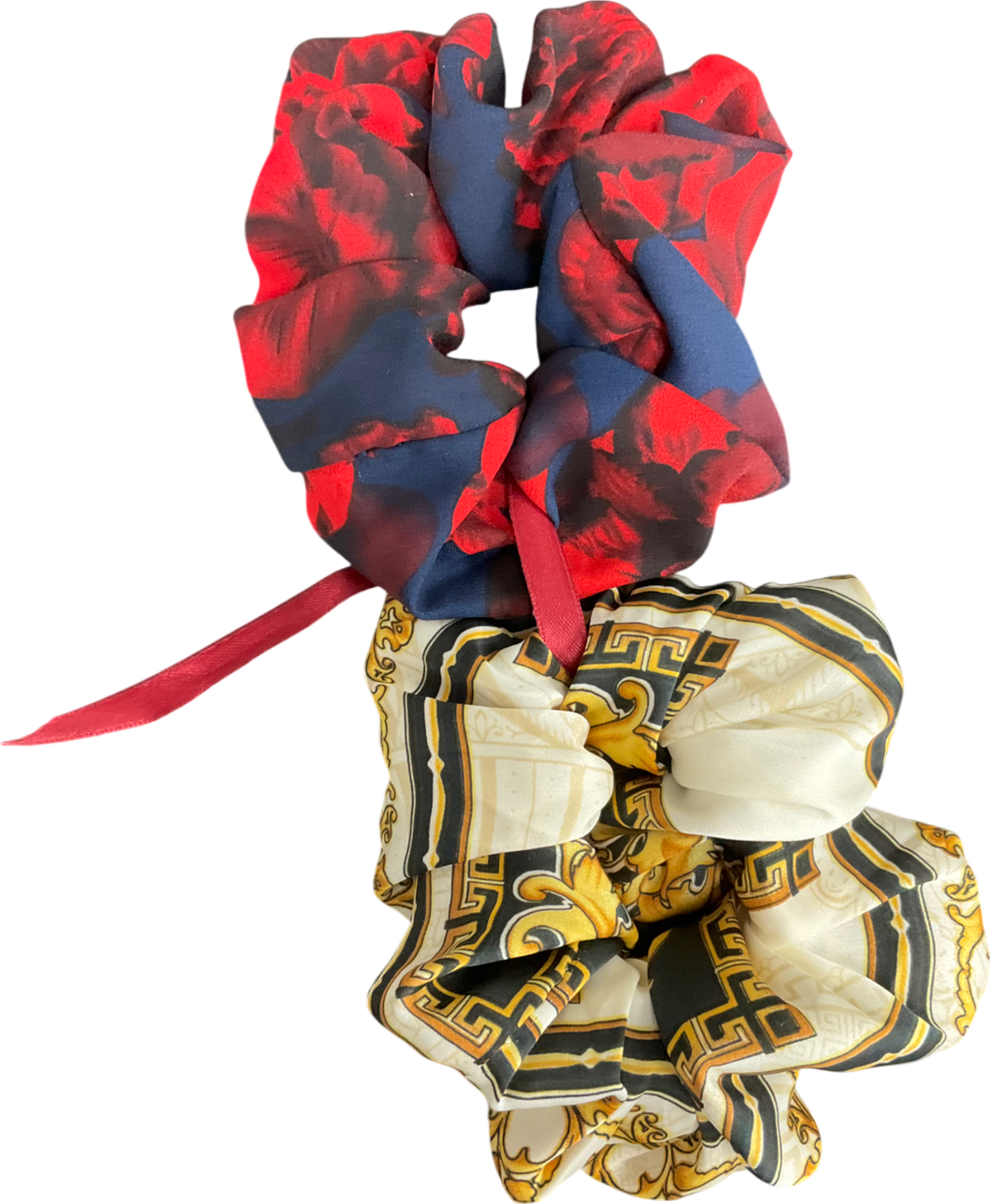 Emily london Multicoloured Large Silk Scrunchie - Baroque + Antique Floral One Size