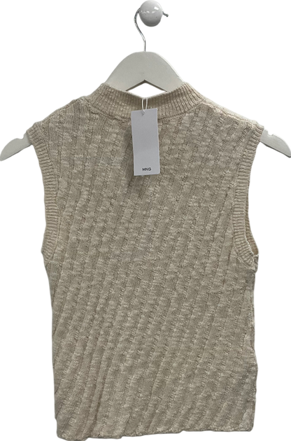 MANGO Cream Knitted Sleeveless Top UK M