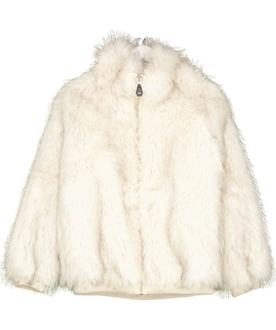 Silence + Noise Cream Faux Fur Jacket UK S