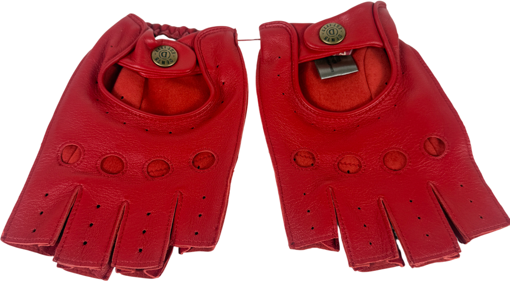 Dents Red Leather Fingerless Gloves UK M